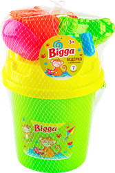 Набор игровой для песка BIGGA Ведерко с формочками, 7 предметов Арт. CB935077, картинка