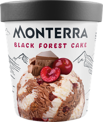 Мороженое MONTERRA Шоколадно-вишневый торт 10,4%, без змж, картонный  стакан, 300г, изображение