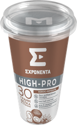 Напиток кисломолочный EXPONENTA High-pro Кокос, миндаль обезжиренный с высоким содержанием белка, без змж, 250г, изображение