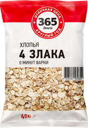 Хлопья мультизлаковые 365 ДНЕЙ 4 злака, 400г, изображение