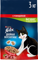 Корм сухой для взрослых кошек FELIX Двойная вкуснятина, с говядиной, 3кг, картинка