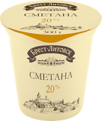 Сметана БРЕСТ-ЛИТОВСК 20%, без змж, 300г, изображение