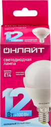 Лампа светодиодная ОНЛАЙТ LED 12Вт, 4000К, Е14, шар Арт. 90061, фото