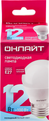 Лампа светодиодная ОНЛАЙТ LED 12Вт, 4000К, Е27, шар Арт. 90064, изображение