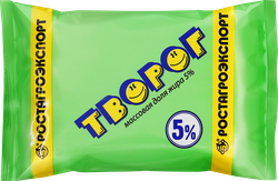 Изображение товара Творог РОСТАГРОЭКСПОРТ 5%, без змж, 180г