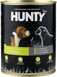 Корм консервированный для собак HUNTY сочные кусочки в желе с ягненком, 850г, фото