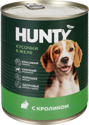 Корм консервированный для собак HUNTY сочные кусочки в желе с кроликом, 850г, картинка