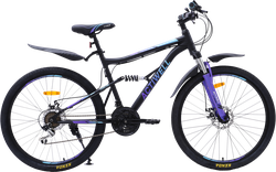Велосипед горный ACTIWELL Hurricane, 27,5" 21 скорость, графитный, фиолетово-голубой, Арт. HUR26AL-U, вид