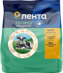 Творог ЛЕНТА обезжиренный, без змж, 200г, фотография