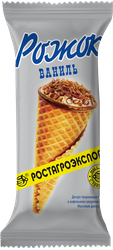Десерт творожный глазированный РОСТАГРОЭКСПОРТ с ванилью в вафельном рожке 15%, без змж, 60г, картинка