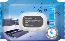 Полотенца влажные HOMECLUB Maxi 18х25см, универсальные, с тиснением соты, 60шт, фото