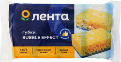 Губки для посуды ЛЕНТА Bubble effect Maxi 9,5х6,5х4см, 4шт, вид
