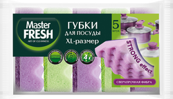 Губки для мытья посуды MASTER FRESH Strong effect XL, 5шт, фото