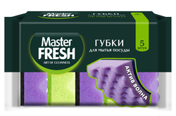 Губки для мытья посуды MASTER FRESH Strong effect XL, 5шт, изображение