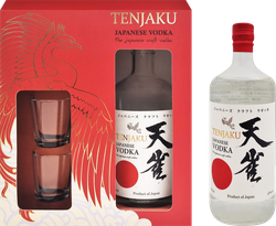 Водка TENJAKU 40%, с 2-мя стопками, п/у, 0.7л, крупный план