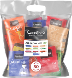Кофе молотый COFFESSO All in One Mix, набор в дрип-пакетах, 50пак, крупный план