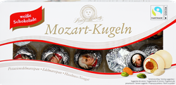 Конфеты шоколадные LAMBERTZ Mozart-Kugeln с марципановой начинкой, со вкусом фисташки, 200г, изображение