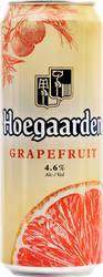 Напиток пивной HOEGAARDEN со вкусом грейпфрута нефильтрованный пастеризованный 4,6%, 0.45л, крупный план