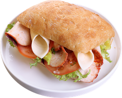 Брускетта ЛЕНТА FRESH с сочным куриным филе и горчичным соусом, 250г, крупный план