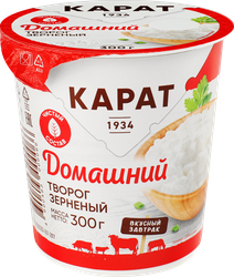 Творог зерненый КАРАТ Домашний 4%, без змж, 300г, крупный план