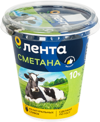 Сметана ЛЕНТА 10%, без змж, 300г, картинка