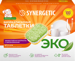 Таблетки для посудомоечной машины SYNERGETIC, 100шт, фотография