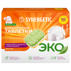Таблетки для посудомоечной машины SYNERGETIC, 100шт, фото