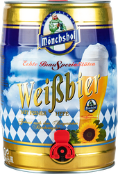 Пиво светлое MONCHSHOF Weissbier нефильтрованное пастеризованное 5,4%, 5л, детальное фото