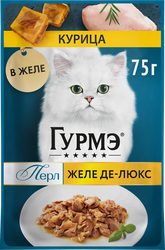 Корм влажный для взрослых кошек ГУРМЭ Желе Де-Люкс, с курицей в роскошном желе, 75г, изображение