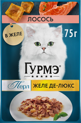 Корм влажный для взрослых кошек ГУРМЭ Желе Де-Люкс, с лососем в роскошном желе, 75г, картинка