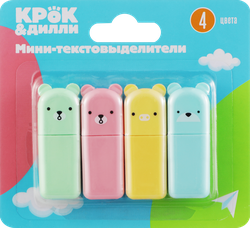 Набор мини-текстовыделителей КРОК&ДИЛЛИ Мишки, 4 цвета, Арт. MF521518, 4шт, изображение