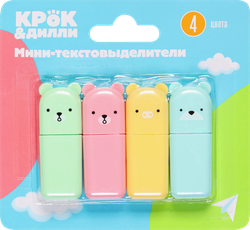 Набор мини-текстовыделителей КРОК&ДИЛЛИ Мишки, 4 цвета, Арт. MF521518, 4шт, вид