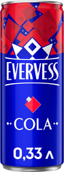 Изображение товара Напиток EVERVESS Кола сильногазированный, 0.33л