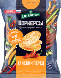Чипсы рисово-кукурузные DR. KORNER цельнозерновые, с тайским острым сладким перцем, 50г, детальное фото