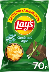 Чипсы картофельные LAY'S со вкусом молодого зеленого лука, 70г, фотография