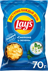 Чипсы картофельные LAY'S со вкусом сметаны и зелени, 70г, изображение