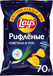 Чипсы картофельные LAY'S со вкусом сметаны и лука, 70г, детальное фото