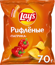 Чипсы картофельные LAY'S Рифленые со вкусом паприки, 70г, изображение