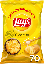Чипсы картофельные LAY'S с солью, 70г, картинка