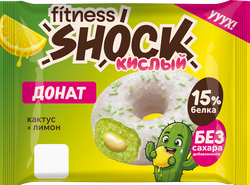 Печенье протеиновое FITNESSHOCK Донат Кактус-лимон, 50г, фото