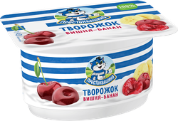Творожок ПРОСТОКВАШИНО с вишней и бананом 3,6%, без змж, 110г, фото