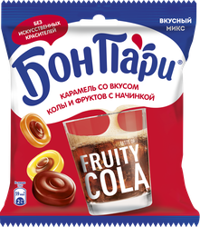 Изображение товара Леденцы БОН ПАРИ с начинкой со вкусом колы и фруктов, 200г