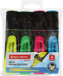 Набор текстовыделителей BRAUBERG Extra, Арт. 151746, 4шт, детальное фото