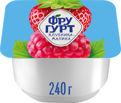 Йогурт ФРУГУРТ Клубника, малина 2%, без змж, 240г, вид