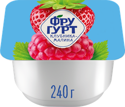 Йогурт ФРУГУРТ Клубника, малина 2%, без змж, 240г, фото