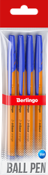 Набор шариковых ручек BERLINGO Tribase orange, синий, 0,7мм, Арт. CBp_70910_4, 4шт, картинка