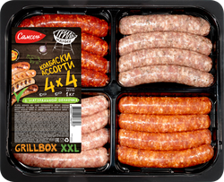 Колбаски САМСОН Grill box 4х4: мергез, чоризо, сальчичча, свиные с травами и специями, 1кг, картинка