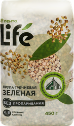 Крупа гречневая ЛЕНТА LIFE зеленая, 450г, вид