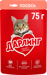 Корм влажный для взрослых кошек ДАРЛИНГ Лосось в подливе, 75г, фото