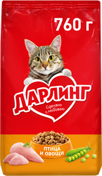 Изображение товара Корм сухой для взрослых кошек ДАРЛИНГ с птицей, 760г